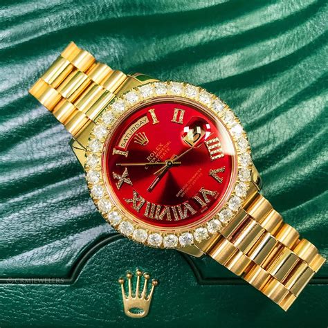 rolex red faced watches